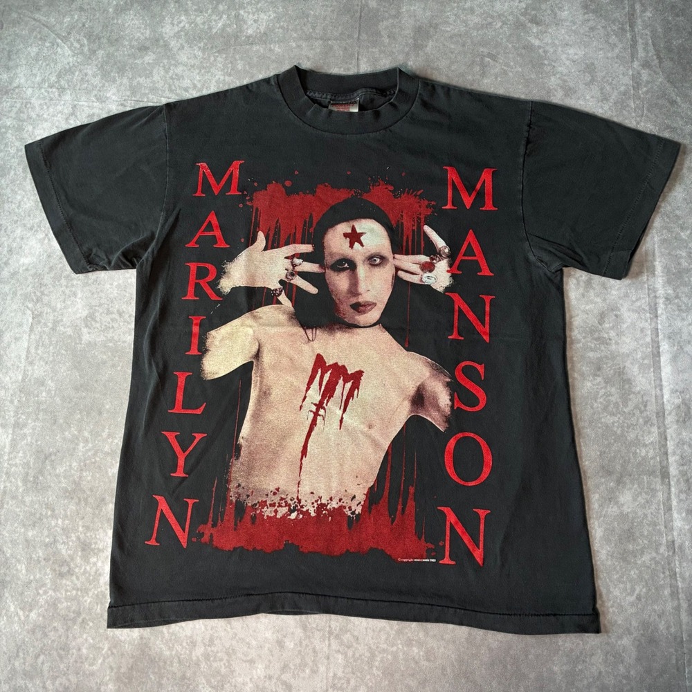 Modern Marilyn Manson Oneita Power-T Graphic Shirt Black Large Discography 2024